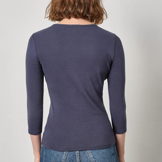 3/4 Sleeve V-Neck in color Dark Navy Image A2