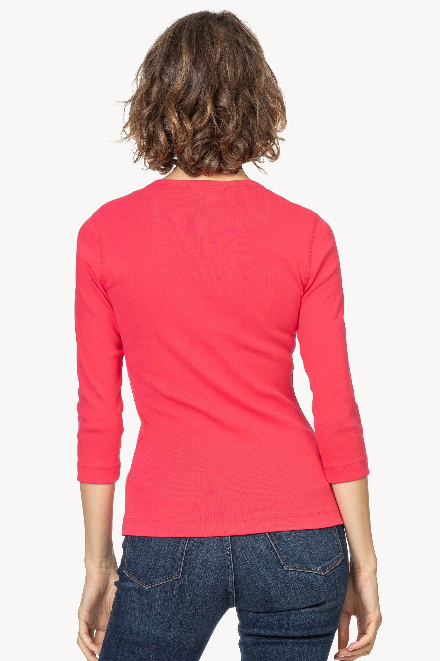 3/4 Sleeve V-Neck in color Geranium Image A2