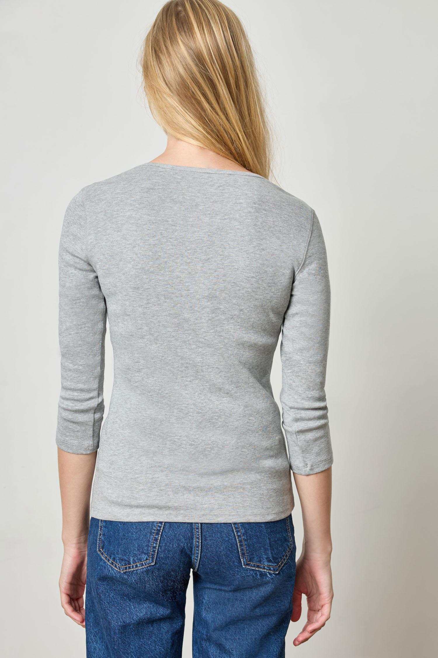 3/4 Sleeve V-Neck in color Heather Grey Image A2