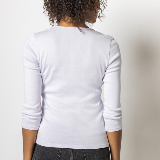3/4 Sleeve V-Neck in color Lily Image A2