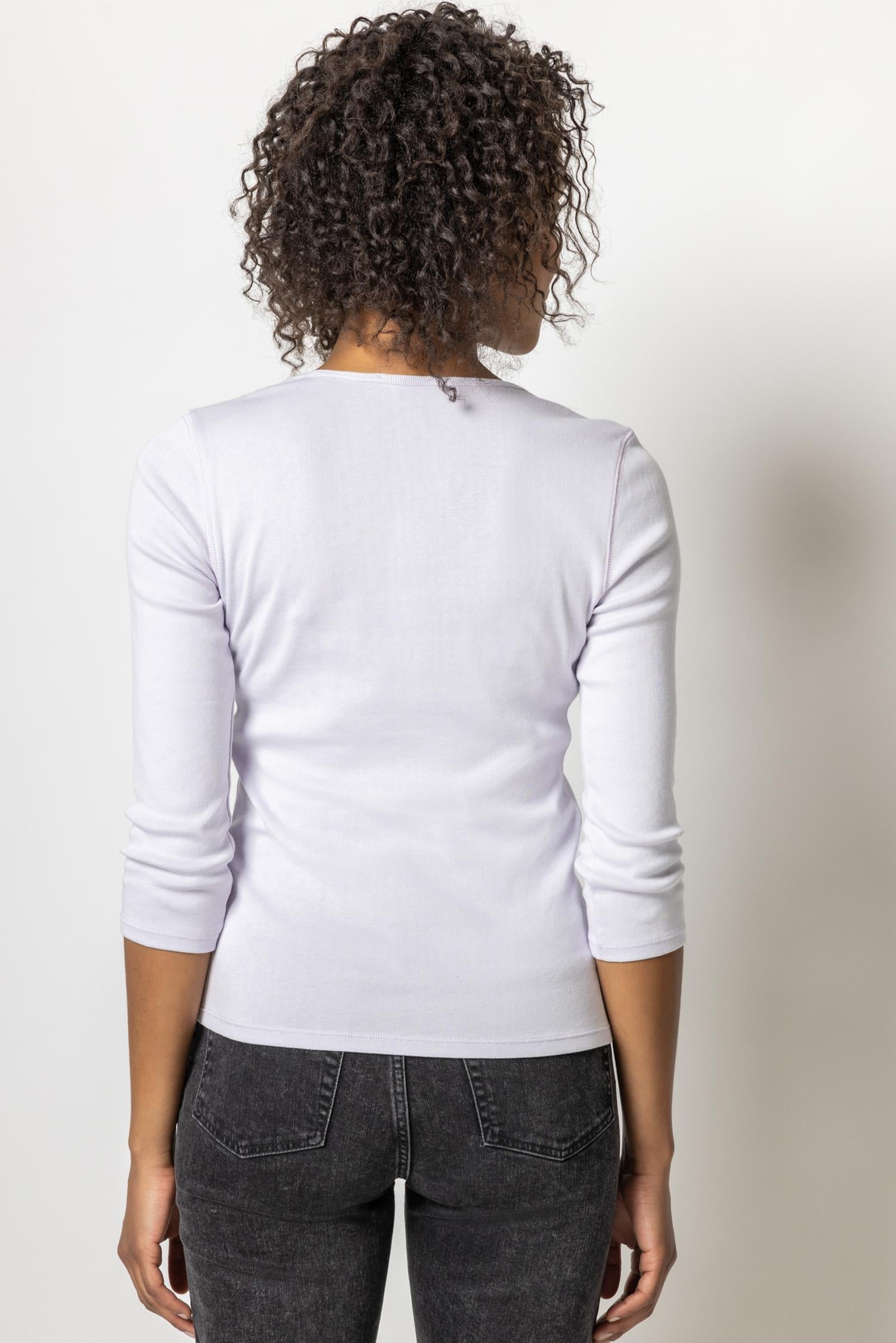 3/4 Sleeve V-Neck in color Lily Image A2