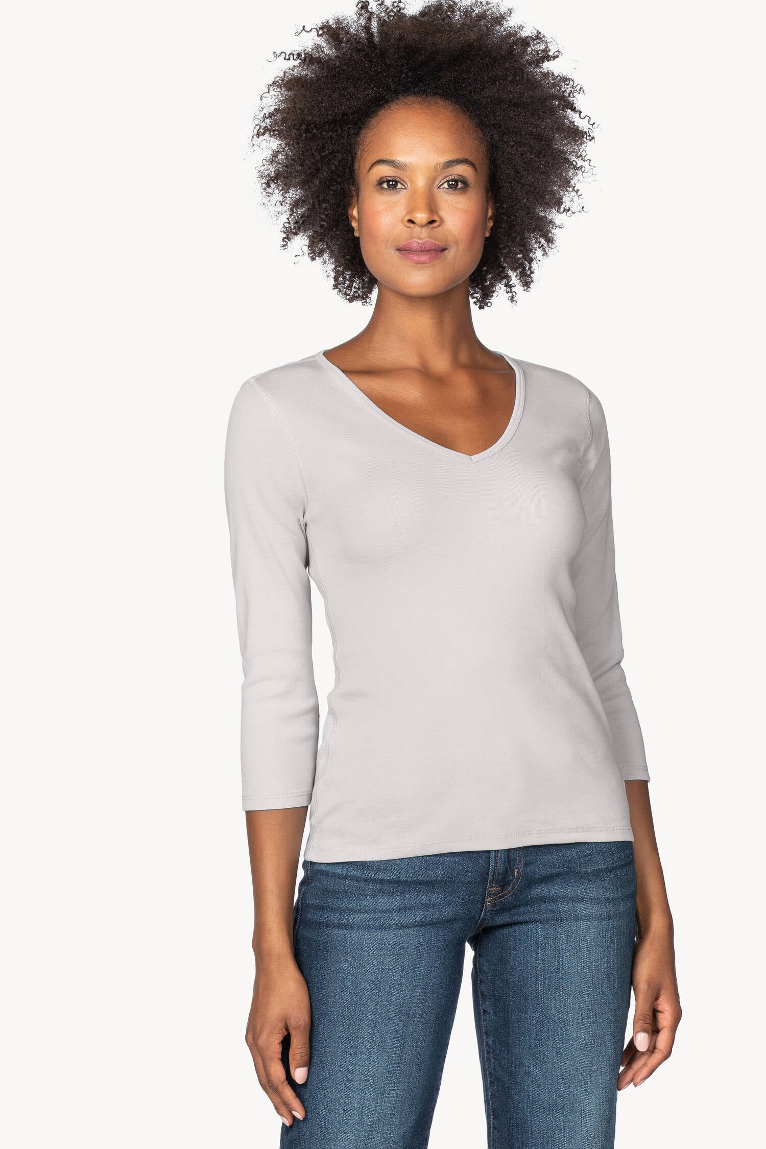 3/4 Sleeve V-Neck in color Opal Image A1