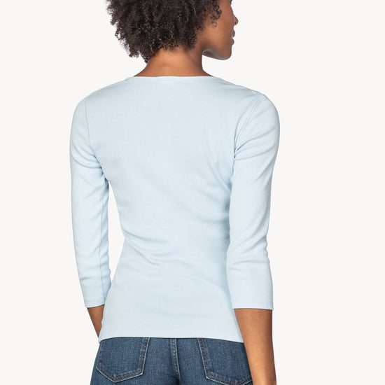 3/4 Sleeve V-Neck in color Sky Image A2