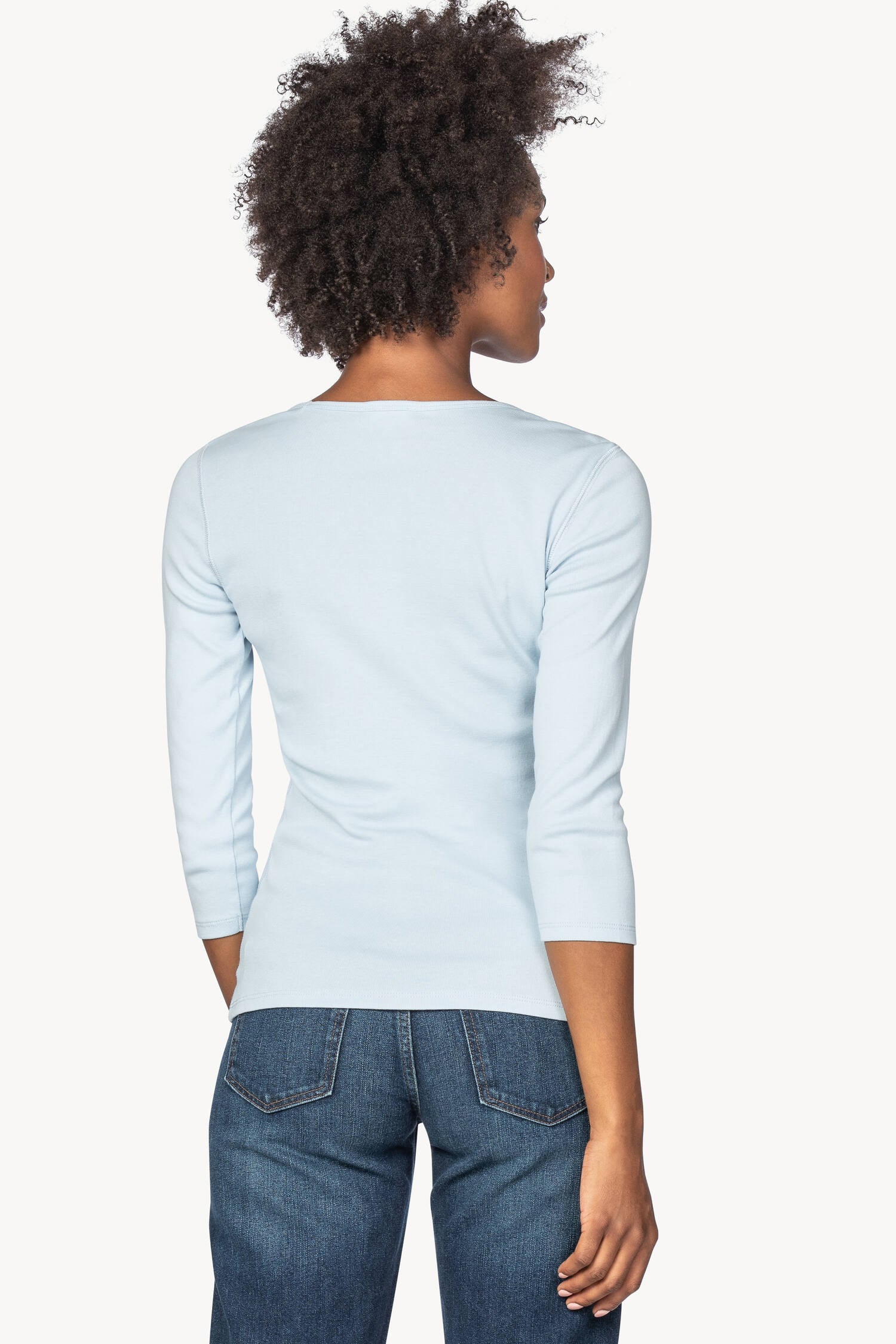 3/4 Sleeve V-Neck in color Sky Image A2