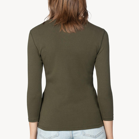 3/4 Sleeve Crew in color Army Image A2