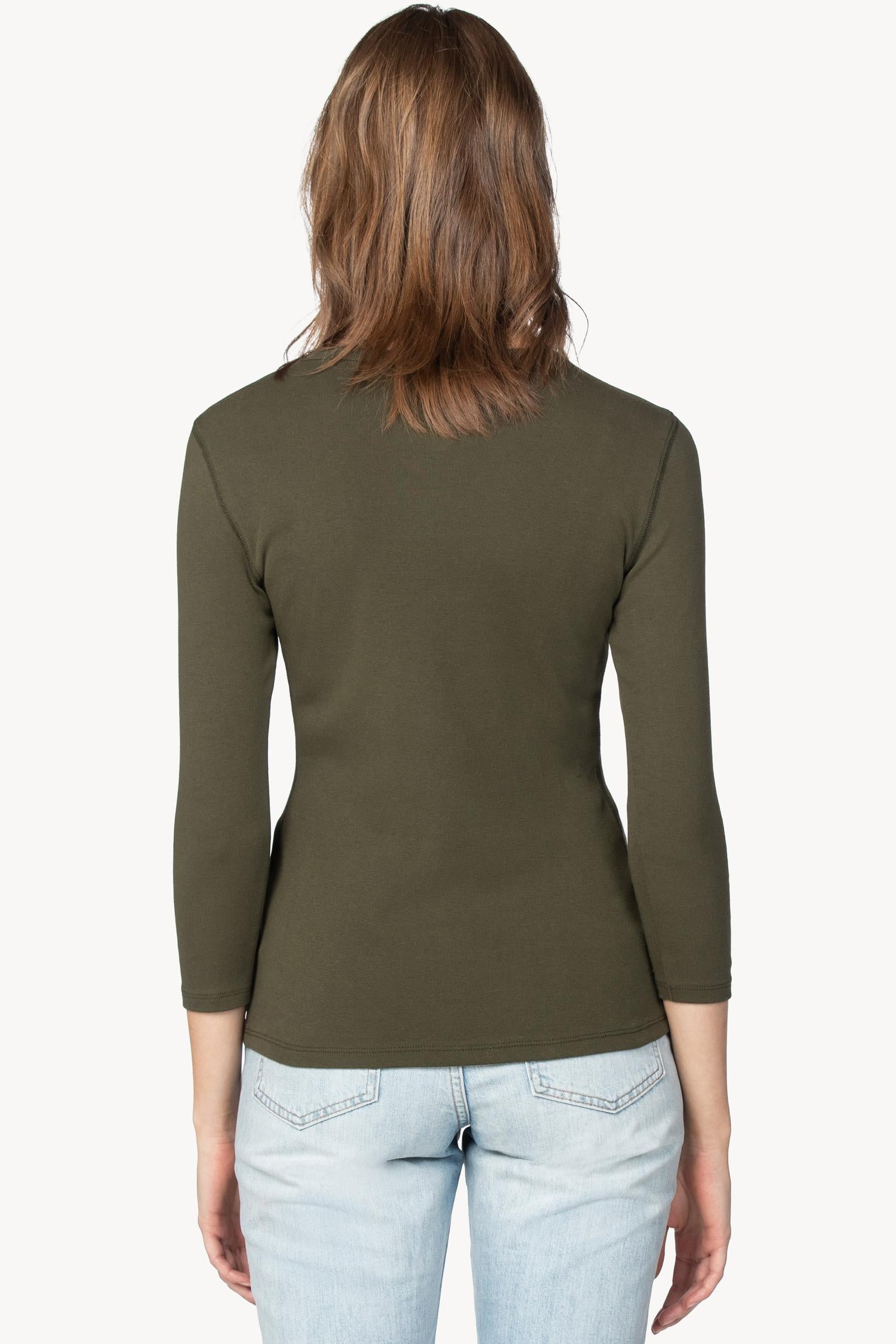 3/4 Sleeve Crew in color Army Image A2