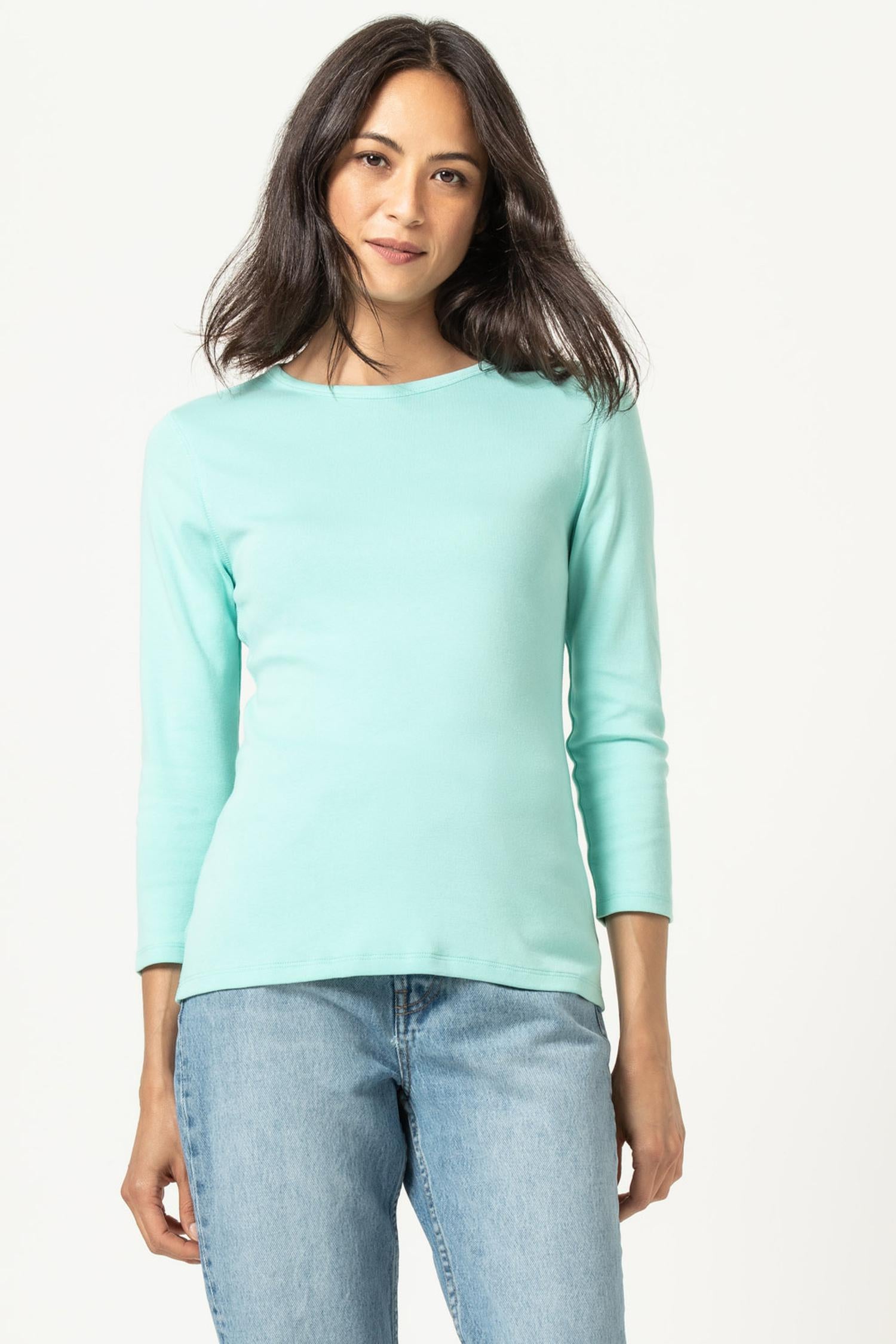 3/4 Sleeve Crew in color Aruba Image A1