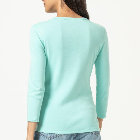 3/4 Sleeve Crew in color Aruba Image A2