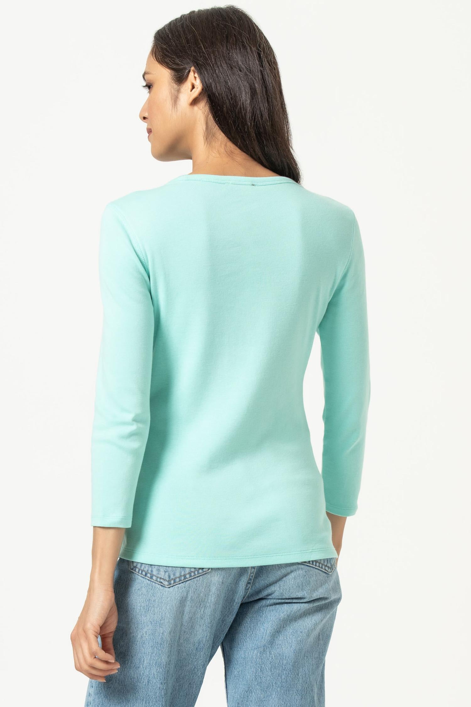 3/4 Sleeve Crew in color Aruba Image A2