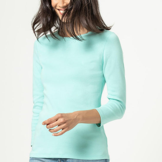 3/4 Sleeve Crew in color Aruba Image A3