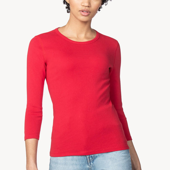 3/4 Sleeve Crew in color Cherry Image A1