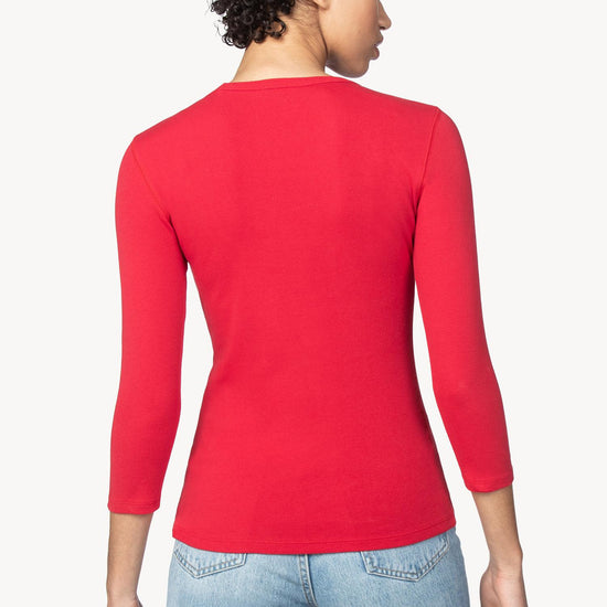 3/4 Sleeve Crew in color Cherry Image A2