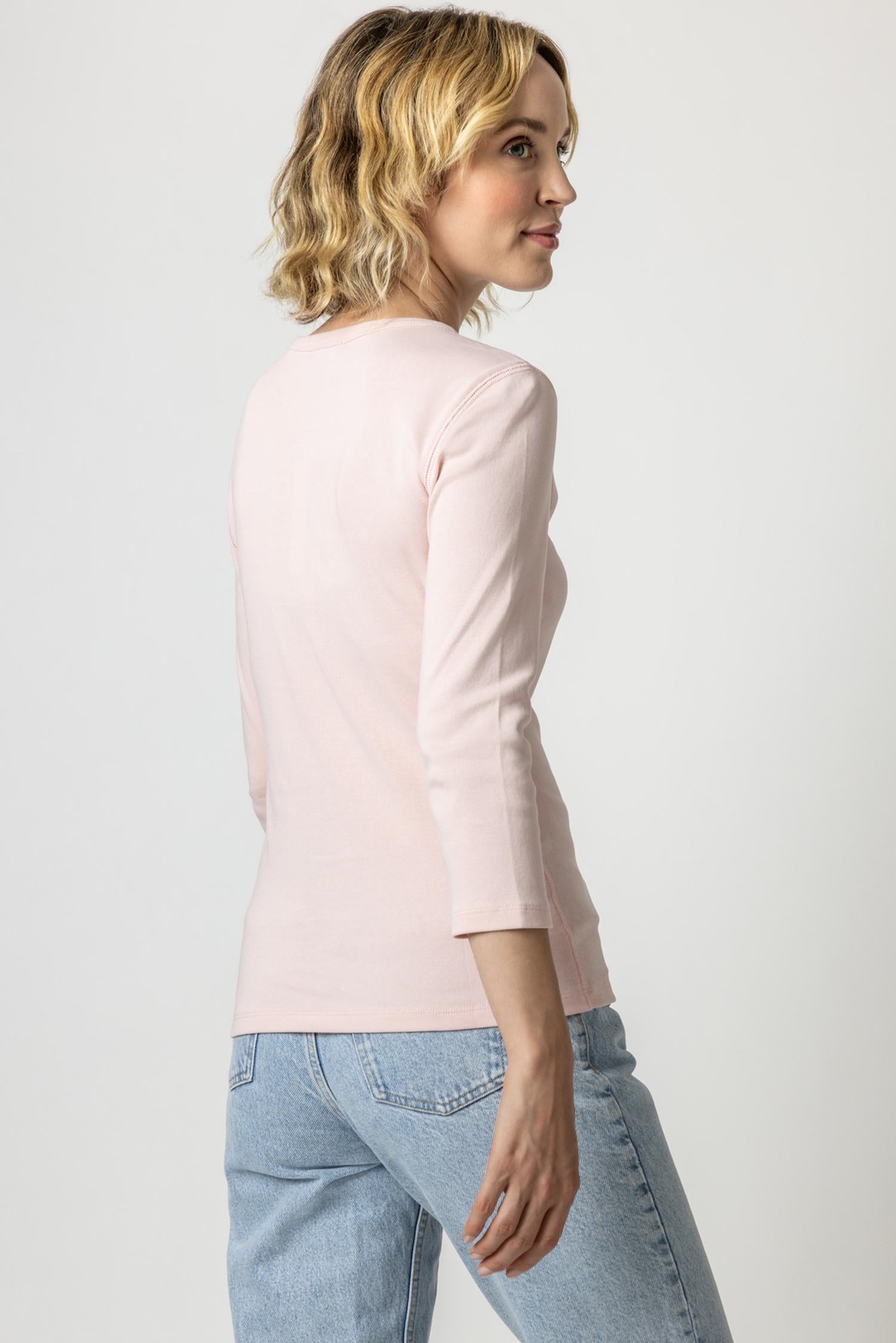 3/4 Sleeve Crew in color Camellia Image A2