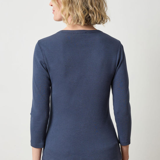 3/4 Sleeve Crew in color Dark Navy Image A2