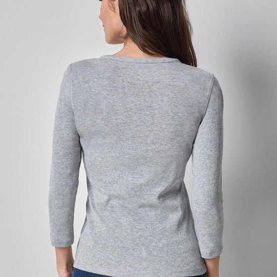 3/4 Sleeve Crew in color Heather Grey Image A2