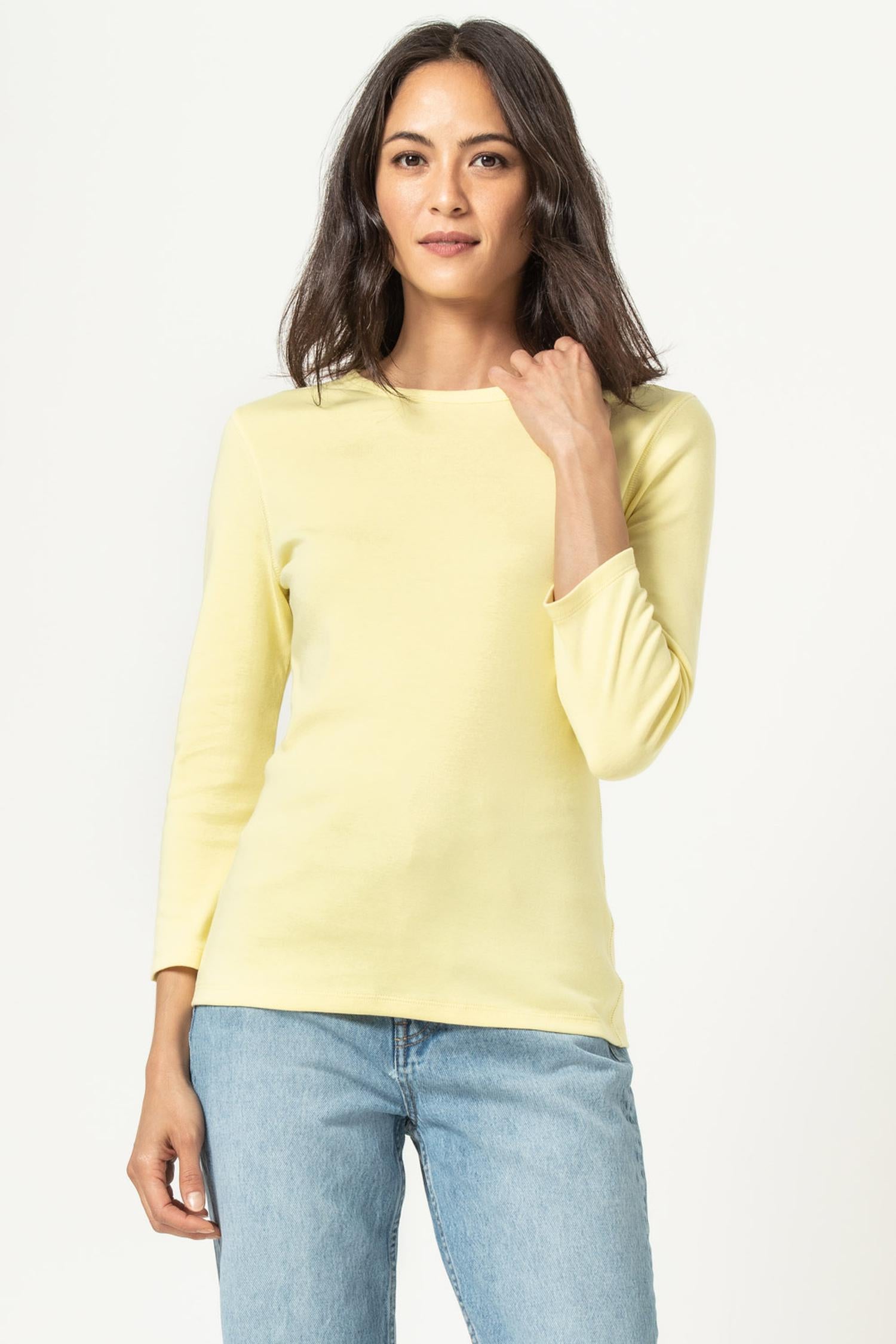 3/4 Sleeve Crew in color Limelight Image A1