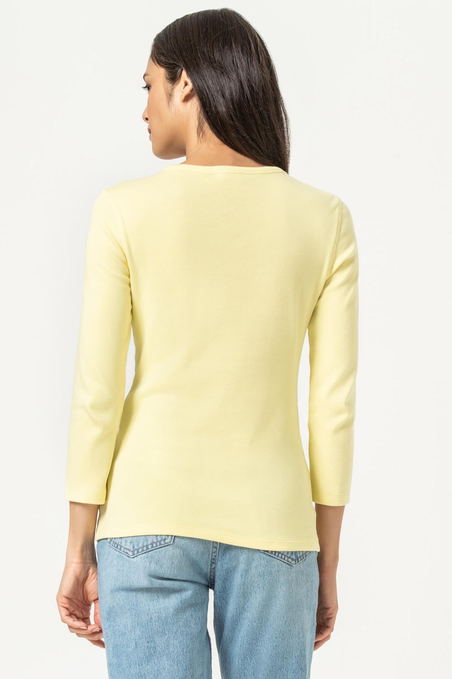 3/4 Sleeve Crew in color Limelight Image A2