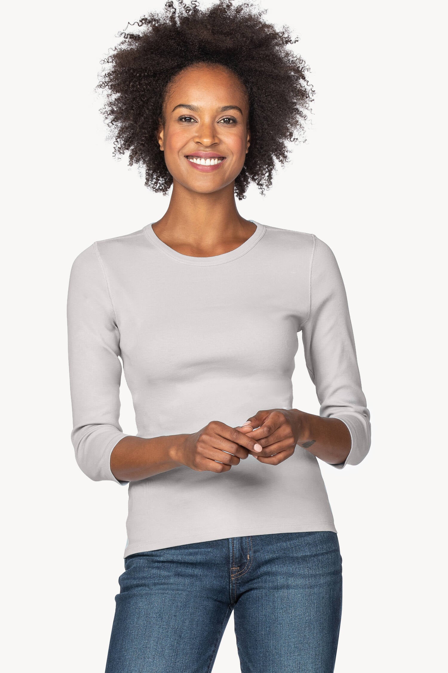 3/4 Sleeve Crew in color Opal Image A1