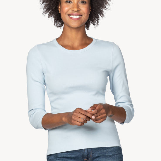 3/4 Sleeve Crew in color Sky Image A1