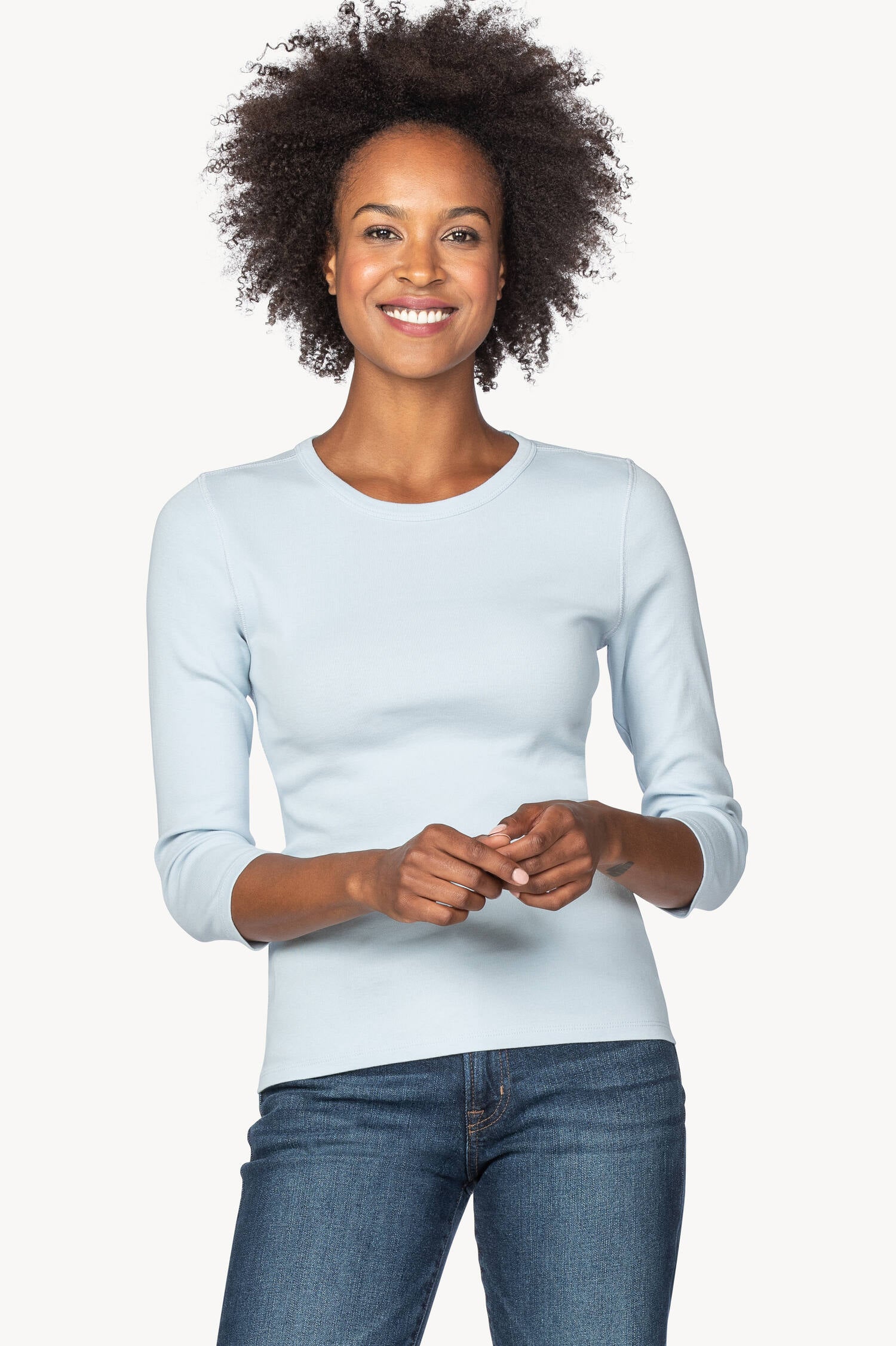 3/4 Sleeve Crew in color Sky Image A1