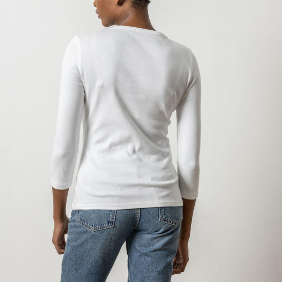 3/4 Sleeve Crew in color White Image A2