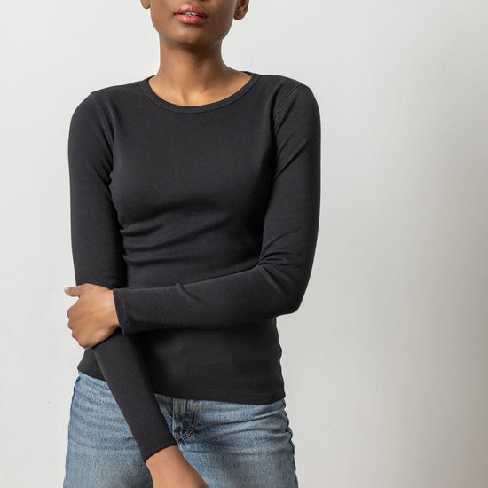 Long Sleeve Crew in color Black Image A1