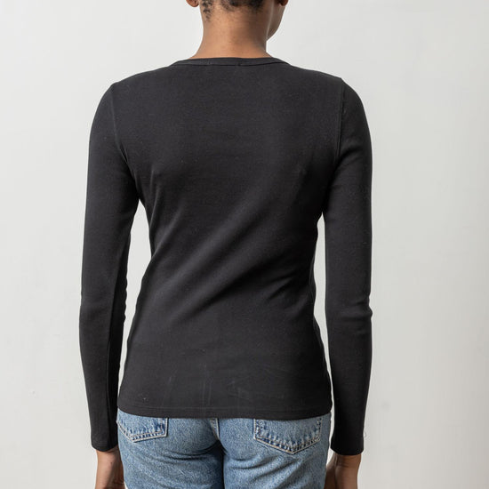 Long Sleeve Crew in color Black Image A2
