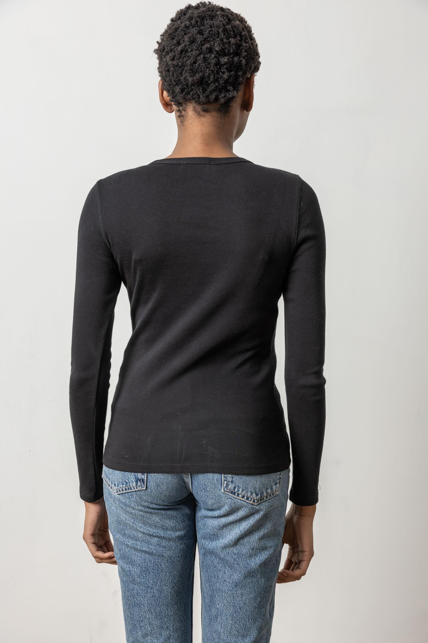 Long Sleeve Crew in color Black Image A2