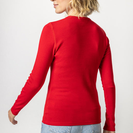 Long Sleeve Crew in color Cherry Image A2