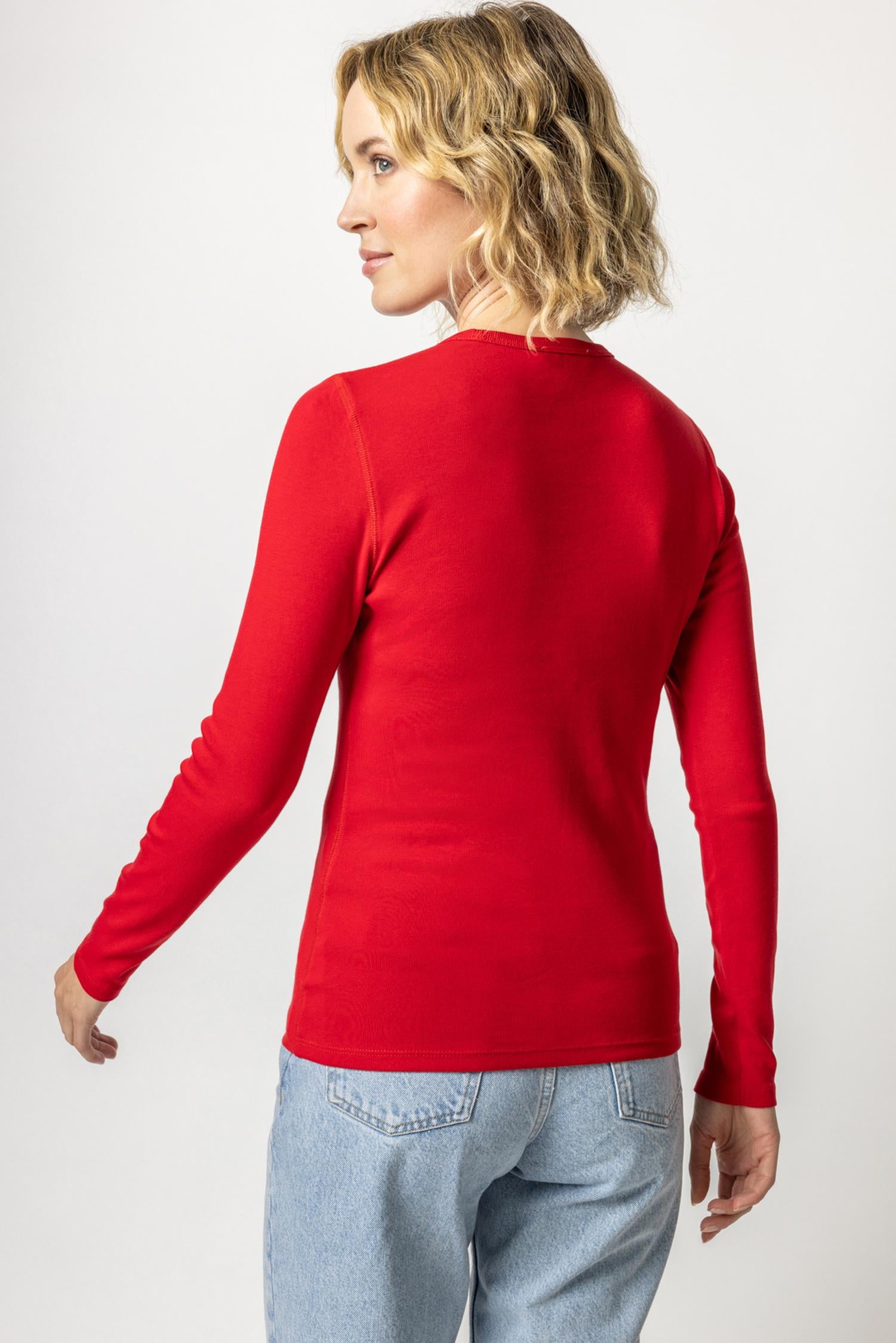 Long Sleeve Crew in color Cherry Image A2