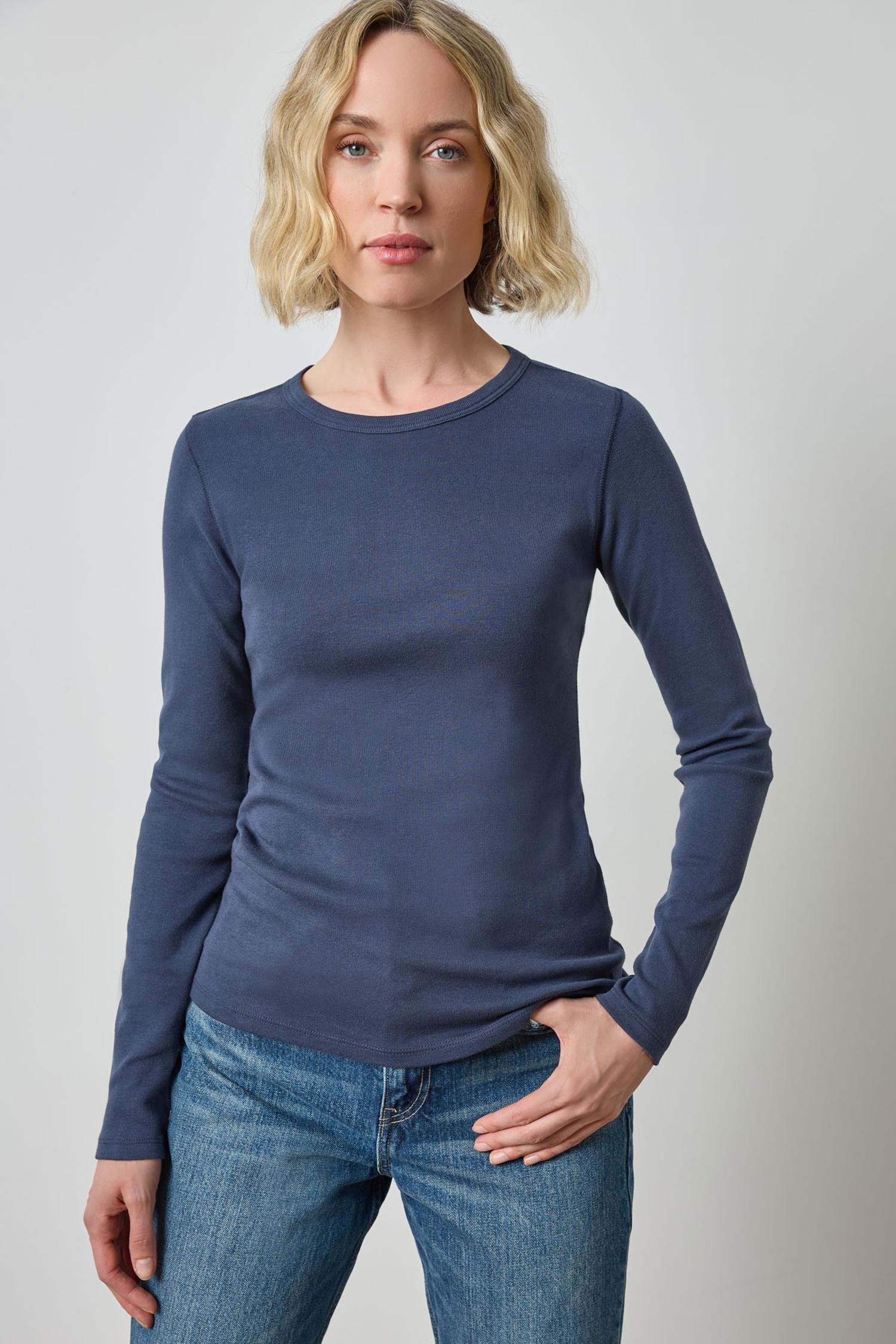 Long Sleeve Crew in color Dark Navy Image A1