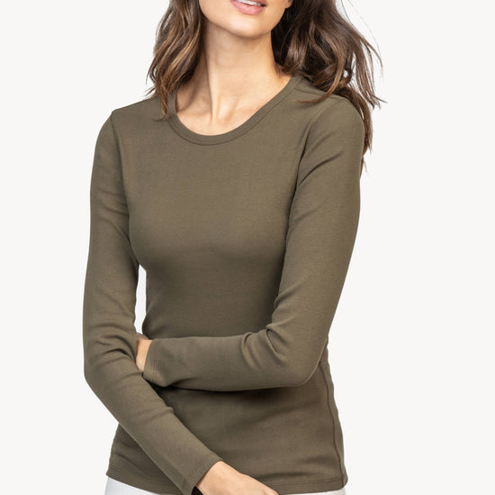 Long Sleeve Crew in color Moss Image A1