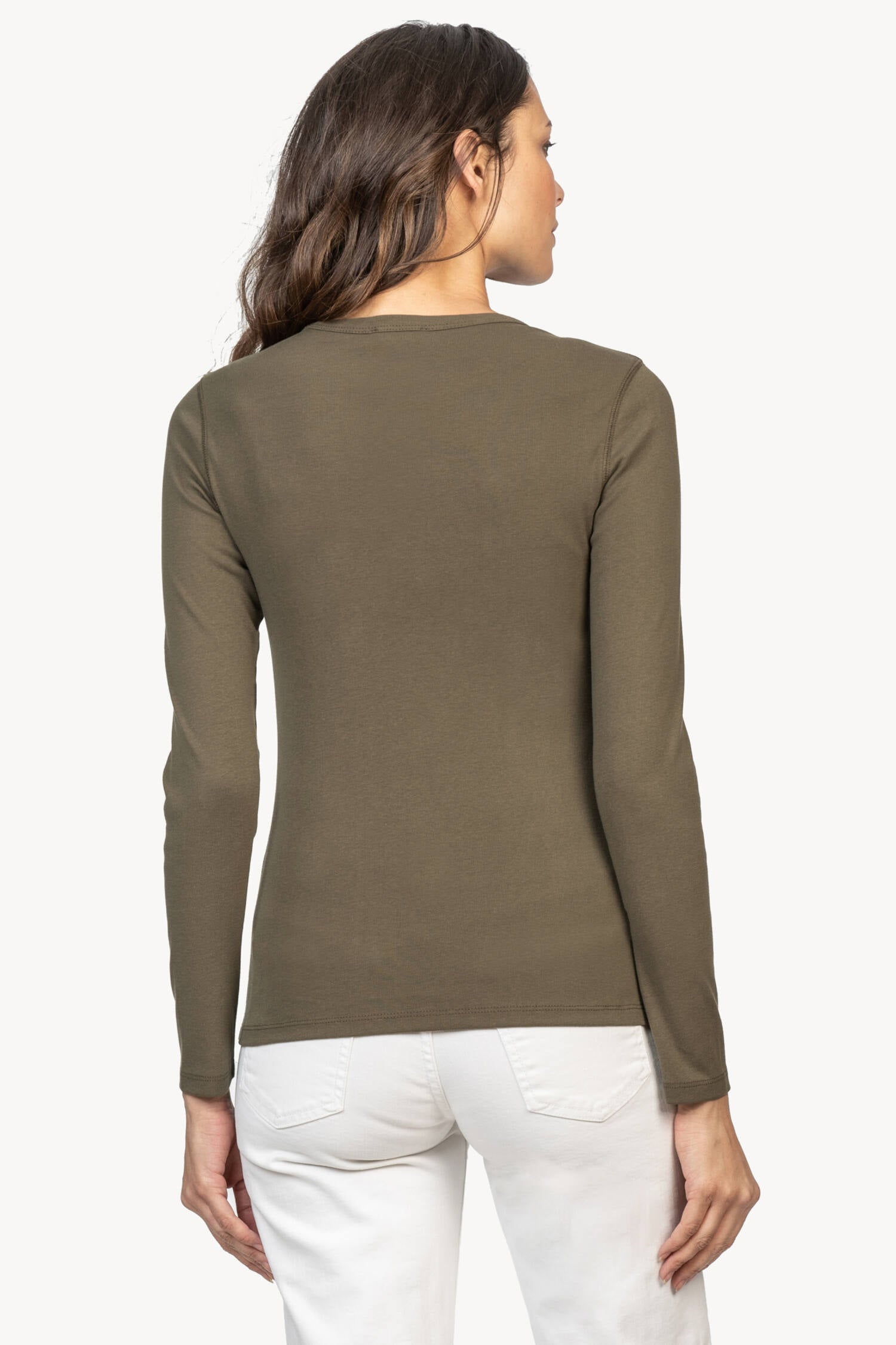 Long Sleeve Crew in color Moss Image A2