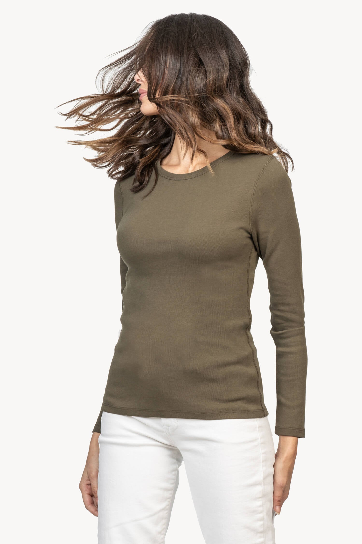Long Sleeve Crew in color Moss Image A5