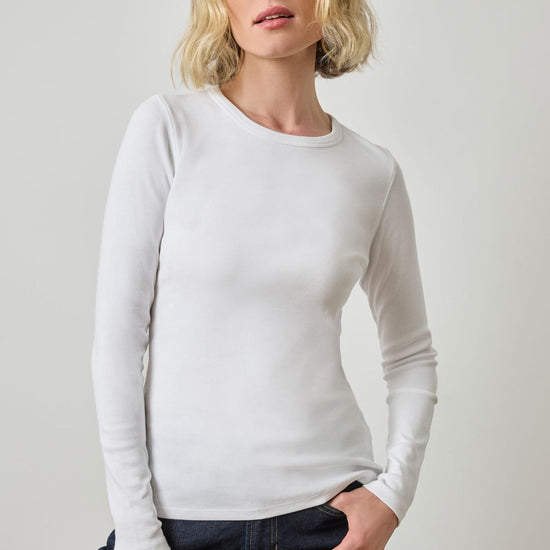 Long Sleeve Crew in color White Image A1