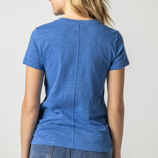 Short Sleeve Back Seam Crewneck in color Admiral Image A2