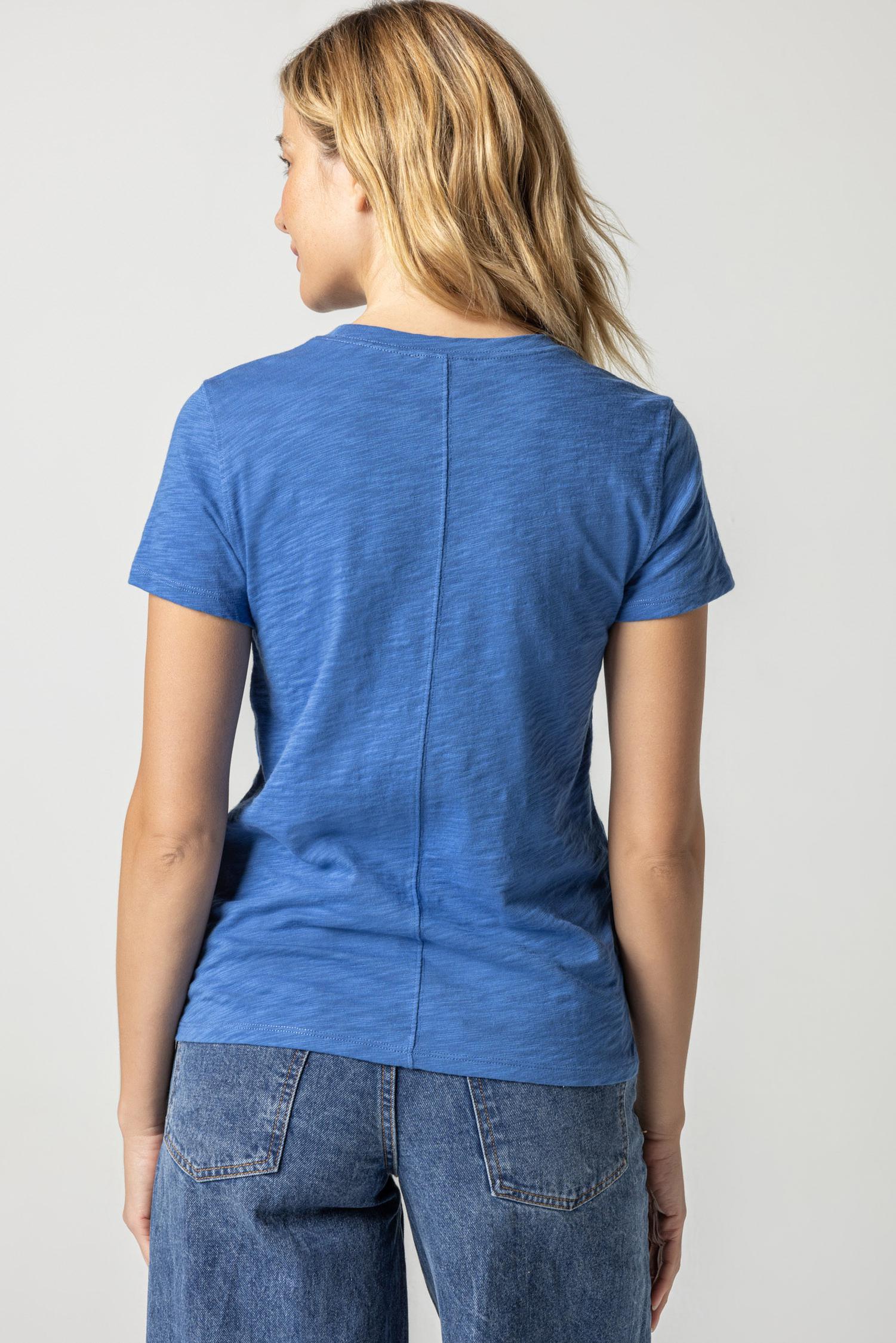 Short Sleeve Back Seam Crewneck in color Admiral Image A2