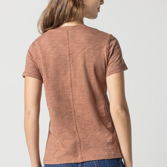 Short Sleeve Back Seam Crewneck in color Clove Image A3