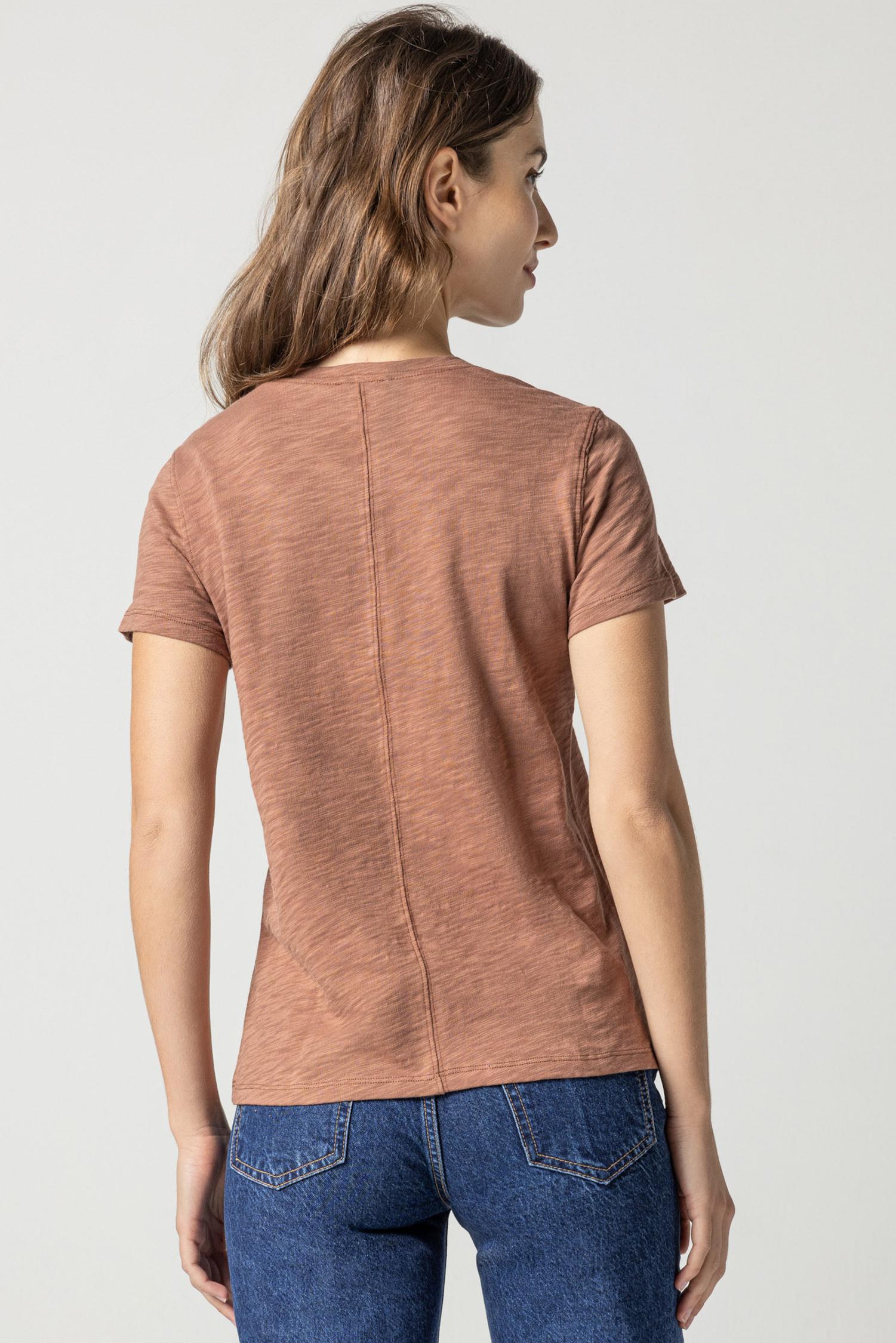 Short Sleeve Back Seam Crewneck in color Clove Image A3