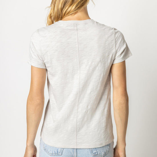 Short Sleeve Back Seam Crewneck in color Nickel Image A2