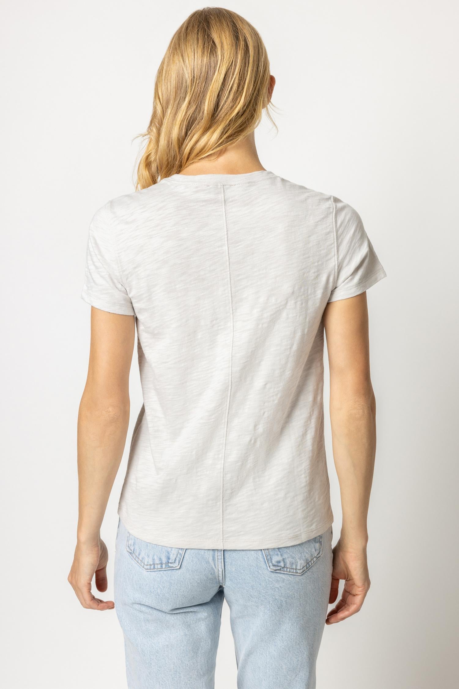 Short Sleeve Back Seam Crewneck in color Nickel Image A2