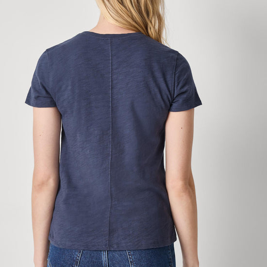 Short Sleeve Back Seam Crewneck in color Navy Image A2