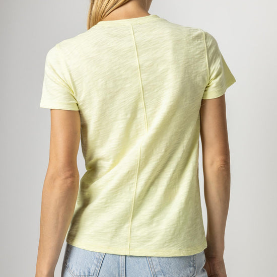 Short Sleeve Back Seam Crewneck in color Pear Image A3