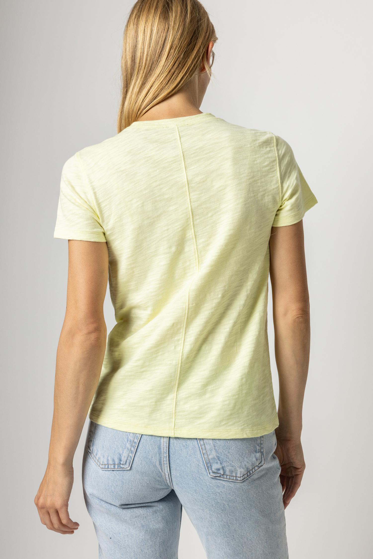 Short Sleeve Back Seam Crewneck in color Pear Image A3