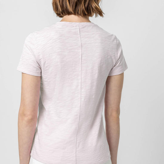 Short Sleeve Back Seam Crewneck in color Soft Orchid Image A2