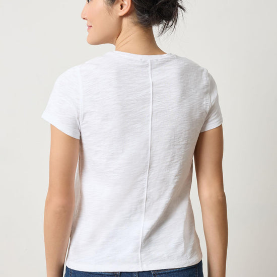 Short Sleeve Back Seam Crewneck in color White Image A2