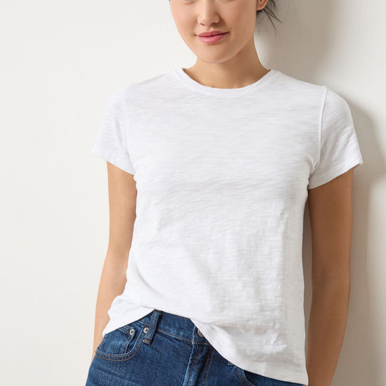 Short Sleeve Back Seam Crewneck in color White Image A3