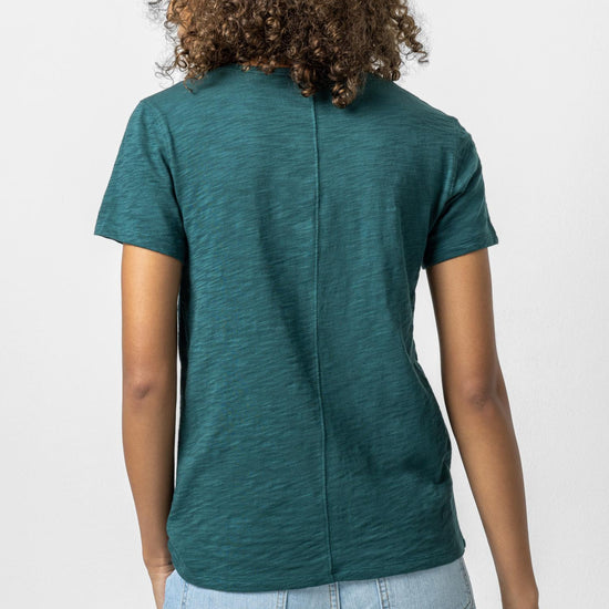 V-Neck Short Sleeve Back Seam Tee in color Sea Moss Image A2