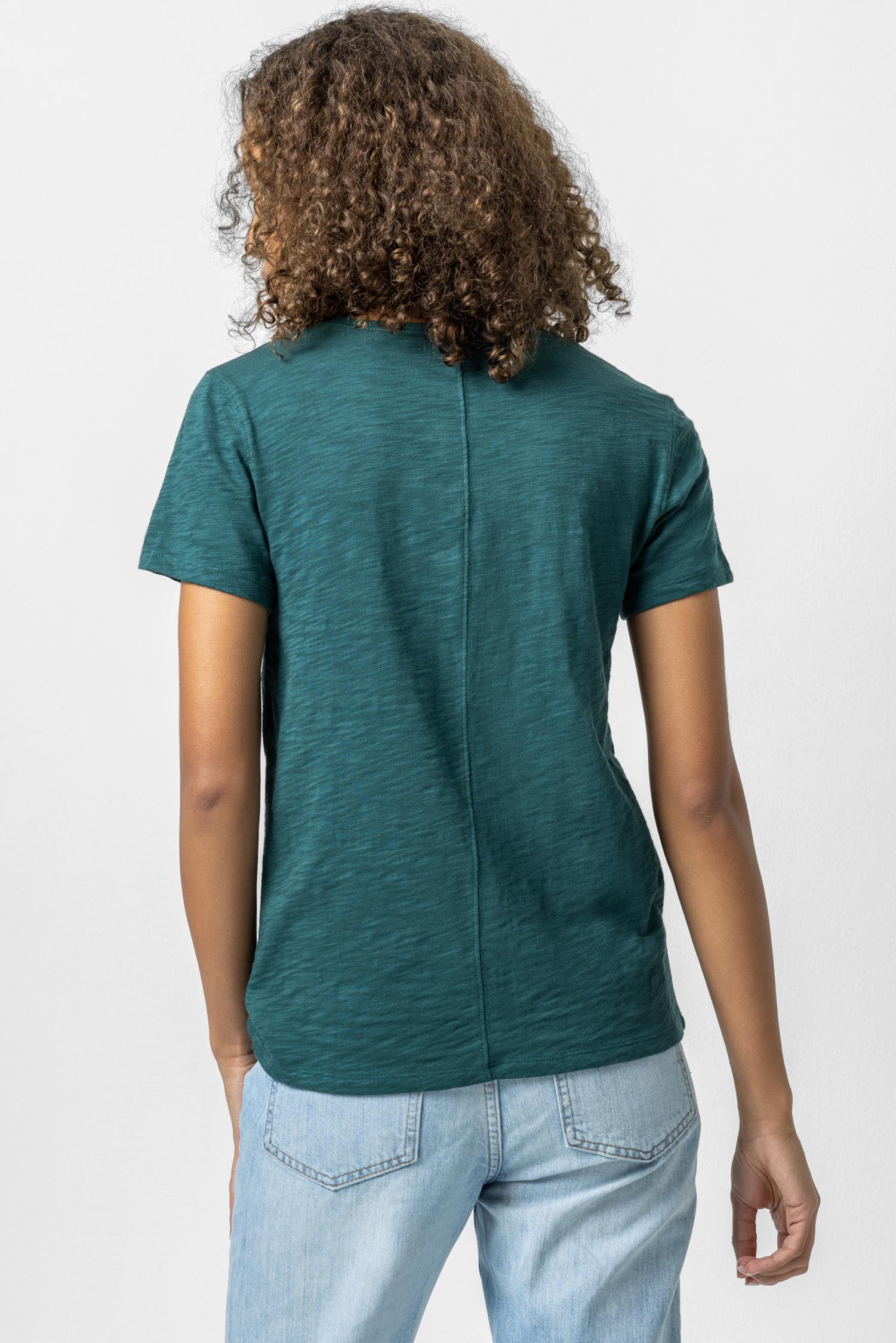 V-Neck Short Sleeve Back Seam Tee in color Sea Moss Image A2