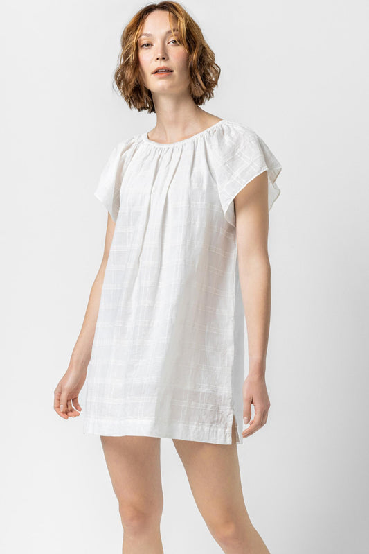 Flutter Sleeve Raglan Dress in color White Image A1